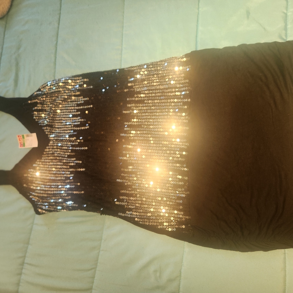 Black and Silver Sequin Dress